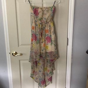 High low strapless dress